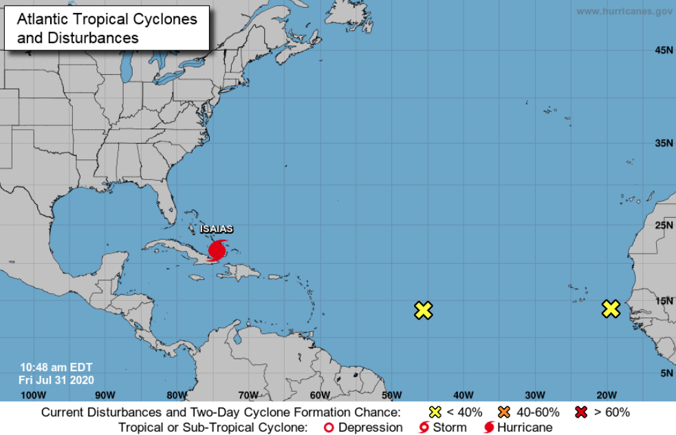 Hurricane Isaias tracks north of Cuba